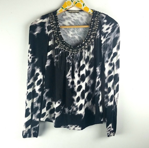 Andrea‎ Behar Boston Proper Animal Print Fringe